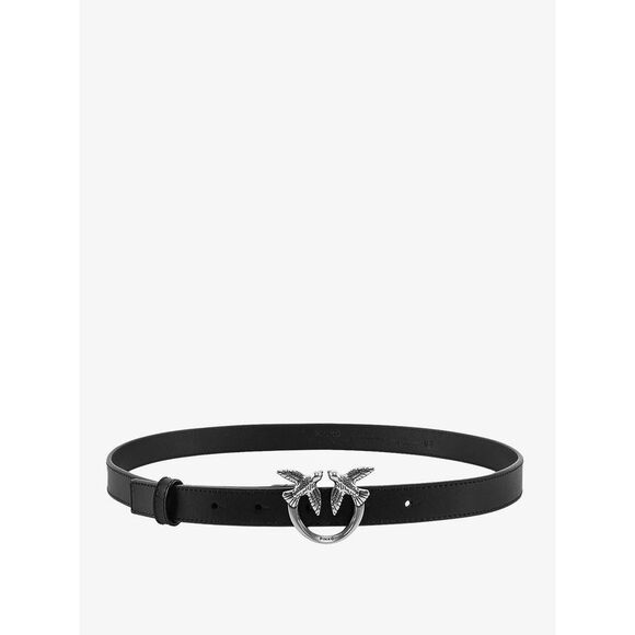 Pinko Women Love Berry Leather Belt With Love Birds Buckle